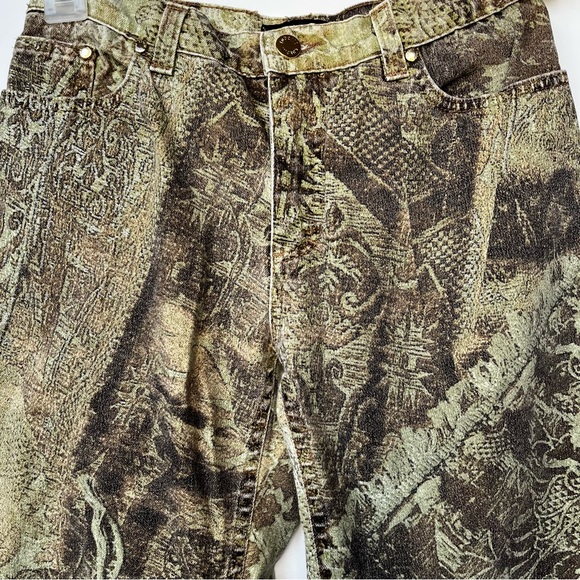 Roberto Cavalli Rare Pattern Vintage Baroque Print Metallic Bootcut Jean… - Picture 2 of 12
